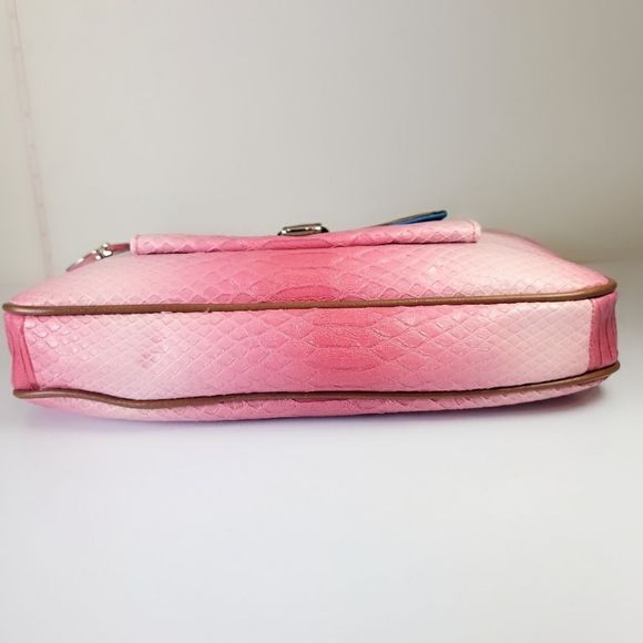 Sharif Studio Pink Snakeskin Embossed Leather Purse & Wristlet Bundle - Picture 4 of 11